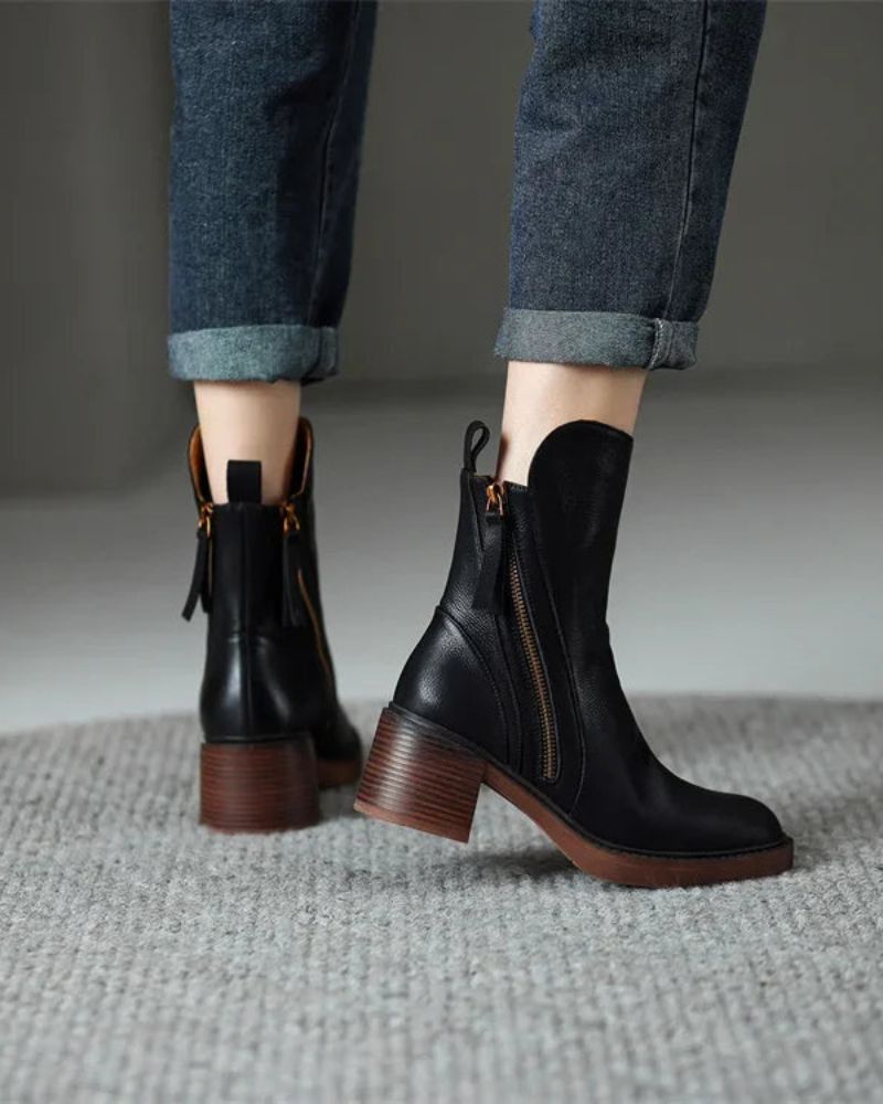 Botas de cuero – Tacón cuadrado
