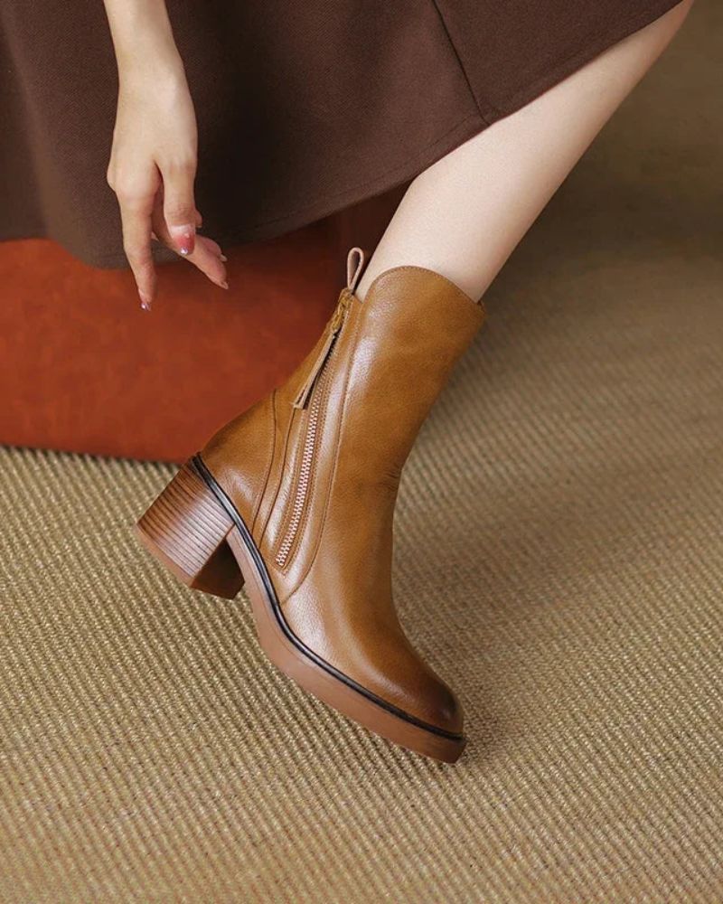Botas de cuero – Tacón cuadrado