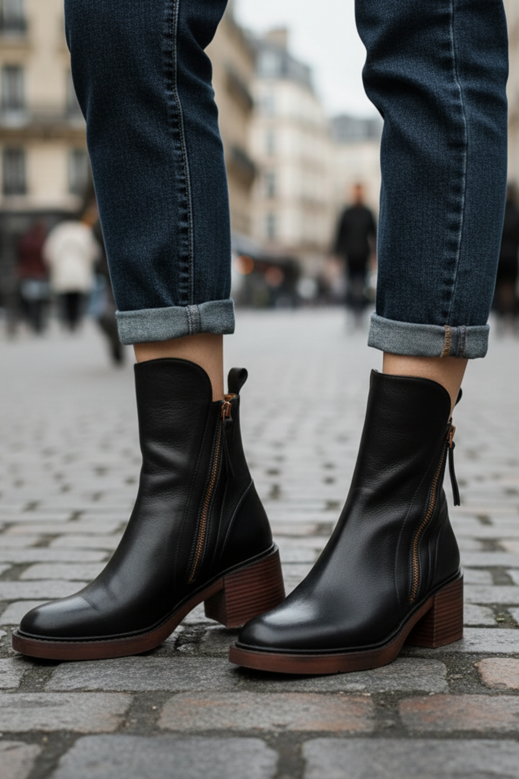 Botas de cuero – Tacón cuadrado