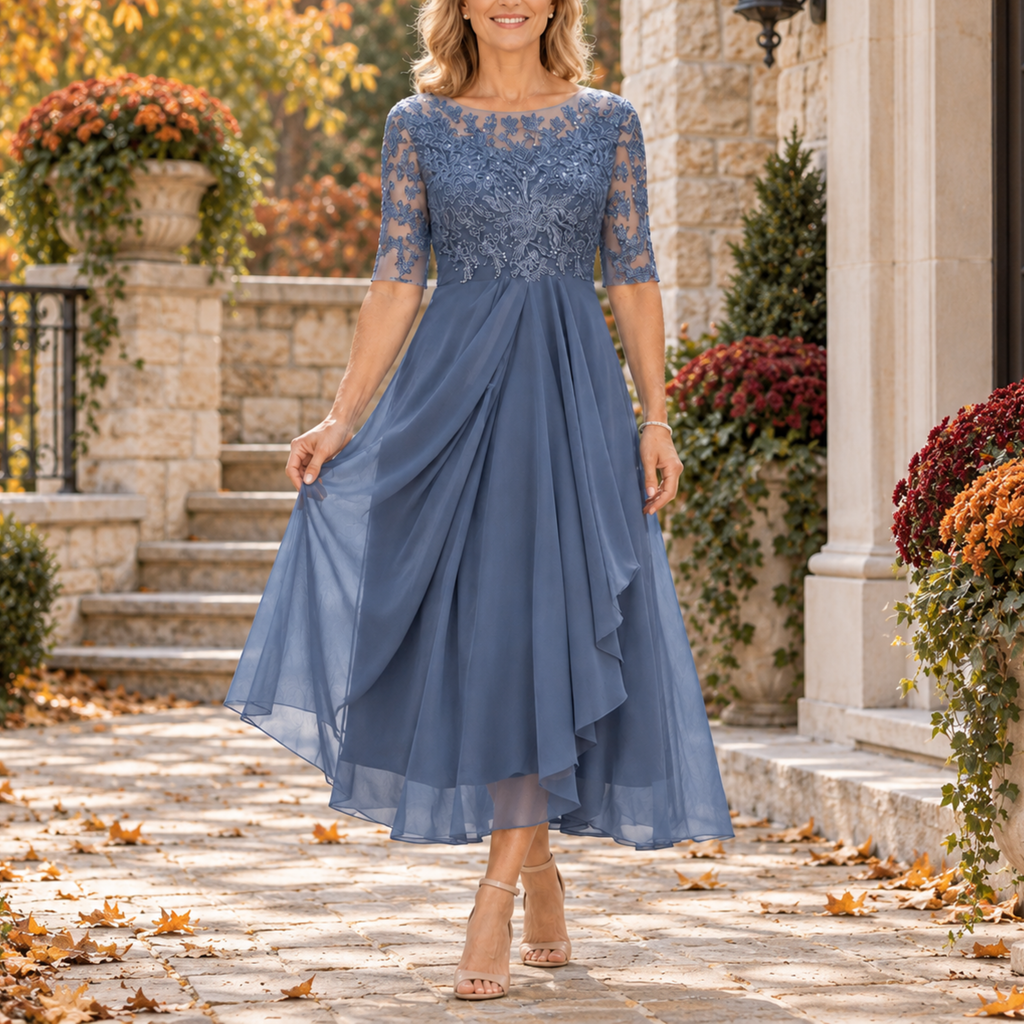 Vestido Avi – Midi de encaje con falda en capas