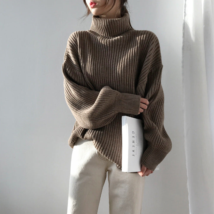 Jersey Olivia – Cuello alto y manga abullonada