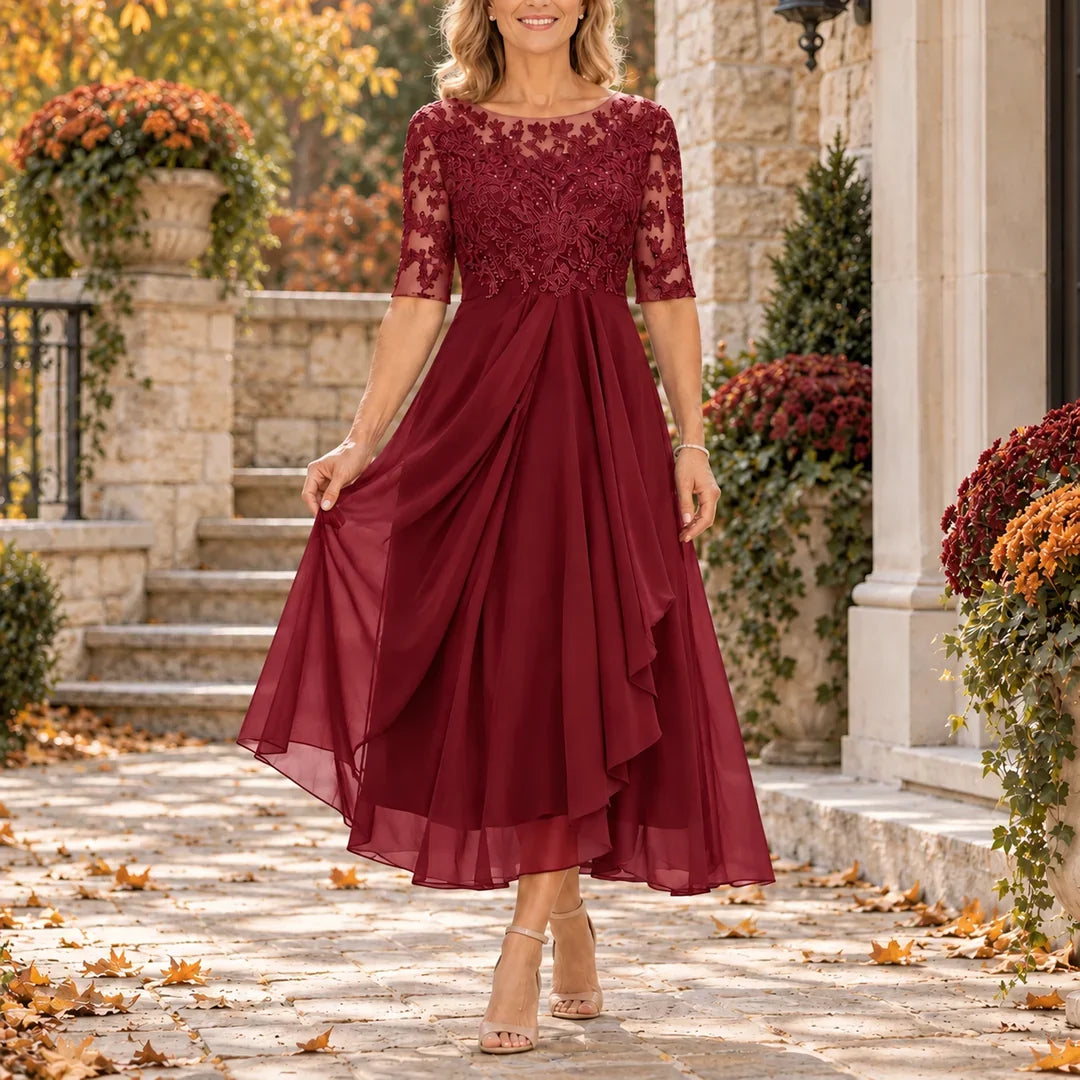Vestido Avi – Midi de encaje con falda en capas