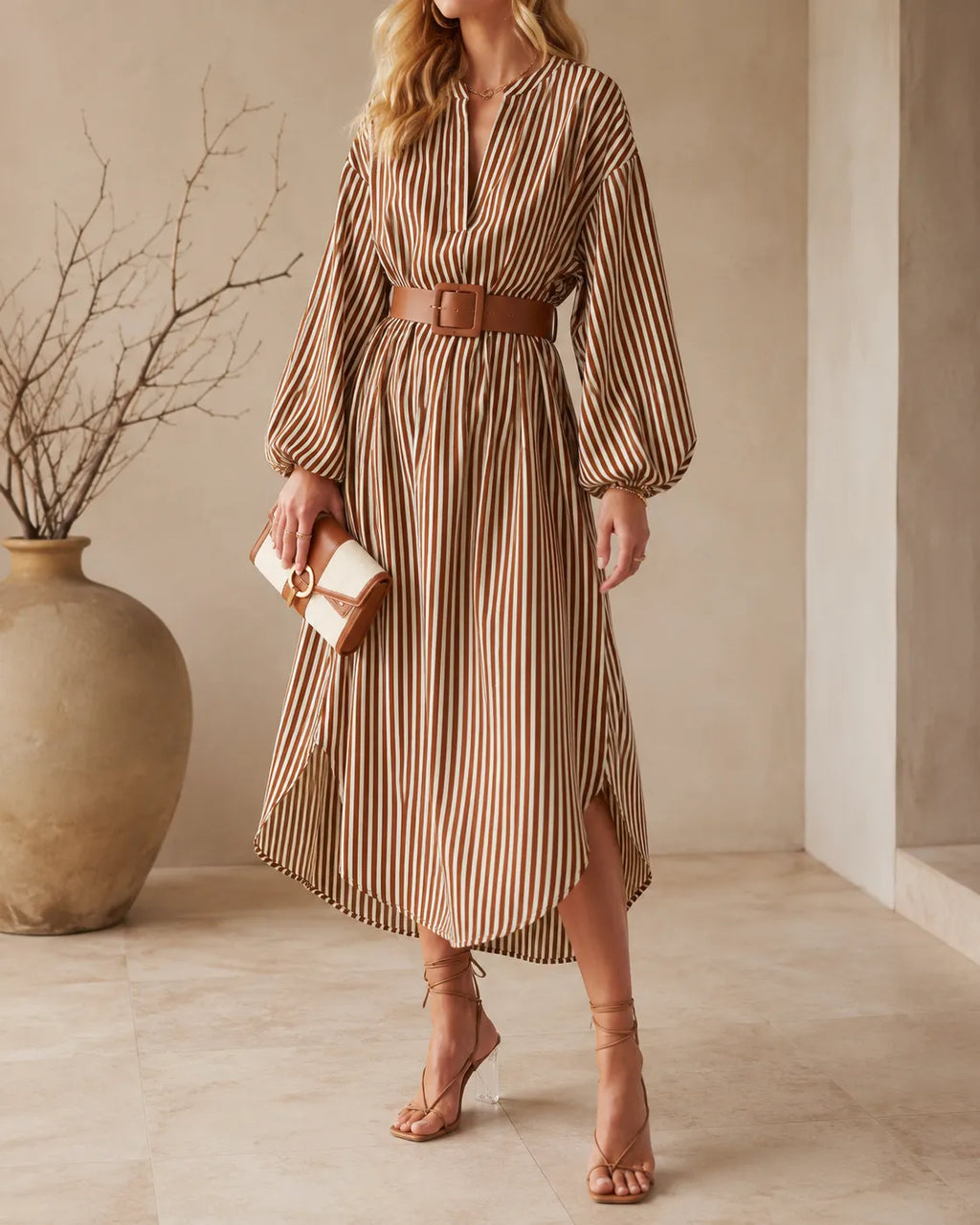 Vestido Nora – Rayas con cinturón
