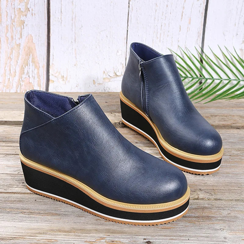 Botines Coral – Cuña con cremallera lateral