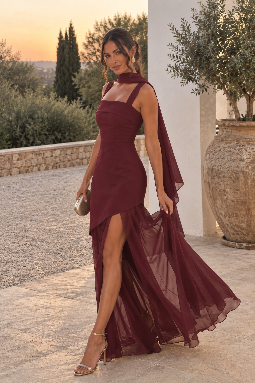 Vestido Luciana – Burdeos