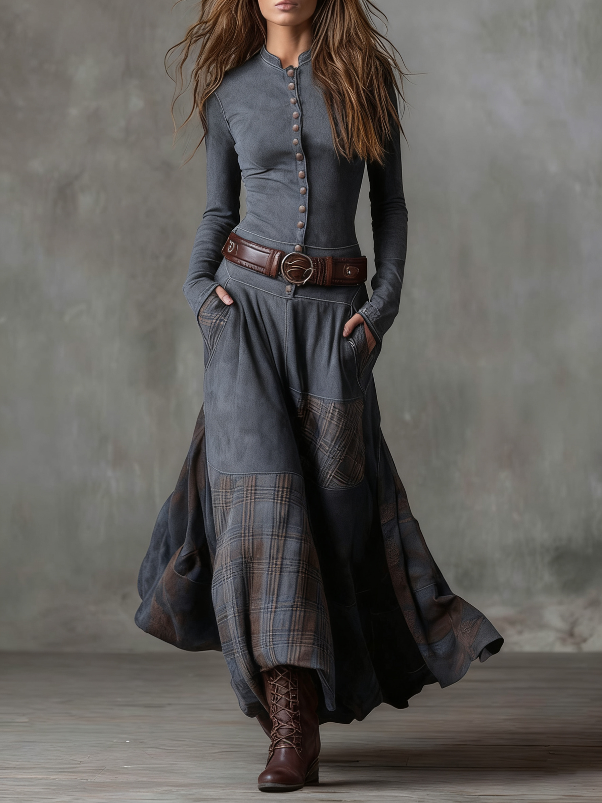 Vestido Livia – Maxi de ante con cinturón