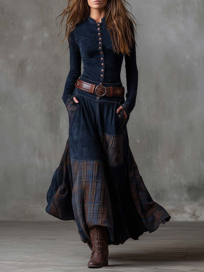 Vestido Livia – Maxi de ante con cinturón