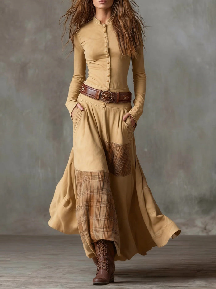 Vestido Livia – Maxi de ante con cinturón