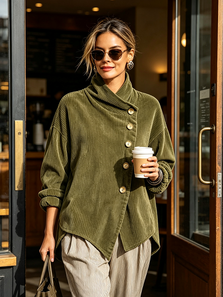 Top Silvia – De pana con cuello alto