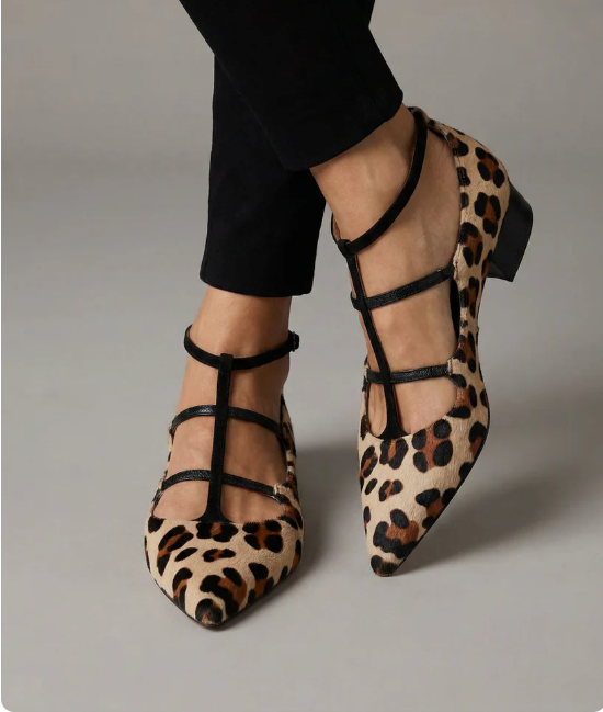 Zapatos Franca – Tacón con tira leopardo